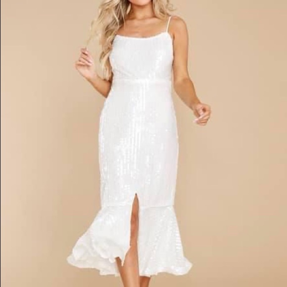 Red Dress Boutique Sequin Midi Dress — perfect for wedding festivities!